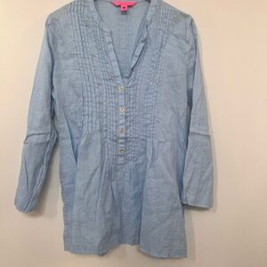 Light Blue Linen Button-Up Tunic